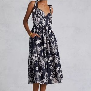 NWT Anthro “Forever That Girl” Black Floral Dress, Size Large.